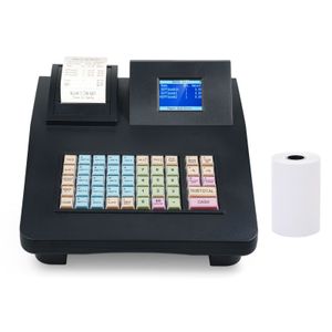 Elektronische Registrierkasse mit 48 Tasten, Doppelbildschirmanzeige, einfaches Programm, grosse Kapazitaet mit 58-mm-Thermodrucker, unterstuetzt RS232/USB-Anschluss, geeignet fuer kleine Unternehmen, Einzelhandel, Restaurants, Supermaerkte