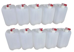 10 x 10 L 10 Liter Wasserkanister Kanister lebensmittelecht dicht + 10 x Hahn DIN45 (10x10knn45+10xH.45)