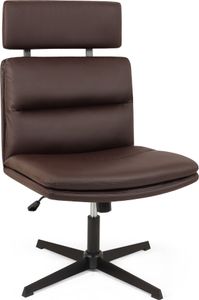 Treeboy® Bürostuhl ohne Armlehnen breiter Kunstleder bequemer verstellbarer Schreibtischstuhl Chefsessel Computerstuhl mit Kopfstütze(Dunkelbraun)