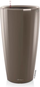 LECHUZA-Pflanzgefäß RONDO Premium 40 Taupe Hochglanz | Pflanzsäule mit Bewässerungssystem | Hochglanz-Oberfläche | Ø 40 x 75 cm | 15744