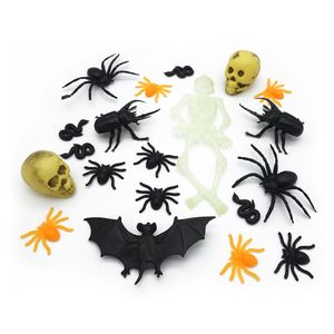 20-teiliges Halloween Party Deko-Set (Spinnen, Schlangen, Hirschkäfer, Totenköpfe, Skelett, Fledermaus)