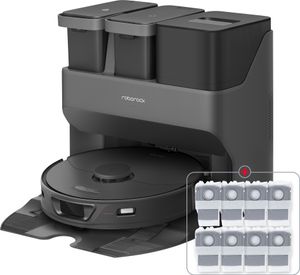 Roborock S7 Max Ultra Schwarz Saugroboter mit Wischfunktion 5500 Pa Staubsauger Roboter Wischroboter mit 6pcs Original Staubbeutel (upgrade S8)