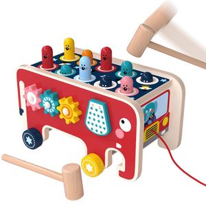 BeebeeRun Lernspielzeug Holzhammer Spielzeug mit 2 Schlägeln (Elefantenförmiges Gopher-Spielzeug aus Holz), Holzspielzeug Geschenk für Kinder ab 1 Jahr