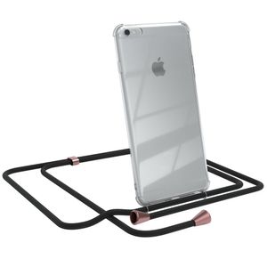 EAZY CASE Handykette kompatibel mit Apple iPhone 6 / 6S Plus Kette, Handyhülle mit Umhängeband, Handykordel, Schutzhülle, Kette, Silikonhülle, Silikon Cover, Schwarz / Rosé