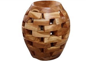MASSIVMOEBEL24 Beistelltisch Teak Wurzel 30x30x47 UNIKA #152