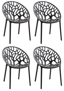 CLP 4er Set Stuhl Hope stapelbar und mit modernem Design, Farbe:schwarz