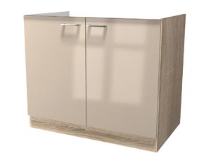 Spülenunterschrank ohne Arbeitsplatte - 100 cm breit - Kaschmir Glanz Sonoma Eiche – Neapel