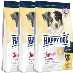 3 x 10 kg Happy Dog Supreme Junior Grainfree