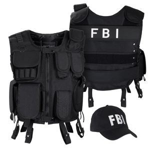 SWAT FBI SECURITY POLICE TASK FORCE SHERIFF DEA NYPD Agenten Kostüm Einsatzweste und Baseball Cap - XS/S - FBI