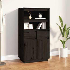 vidaXL Highboard Schwarz 60x40x116,5 cm Massivholz Kiefer