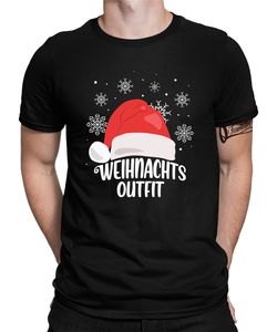 Weihnachtsoutfit Weihnachtsmütze Schnee Herren T-Shirt, Schwarz, XL