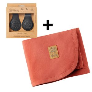Cloby Bundle aus Leather Clips + Globy Sun Protection Blanket, Cloby Farben:Spicy Ginger, Cloby Clip:Black/Grey