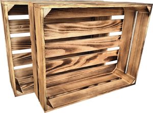 2er Set Geflammt Holzkisten 50 x 40 x 15 cm massive Weinkisten in vielen Farben zur Auswahl Holz Kisten Obstkisten Apfelkisten, holzregal.