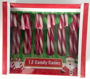 2 x 12 Zuckerstangen, Candy Canes, 24 x 12 gr., Hartkaramelle mit Erdbeergeschmack, essbar