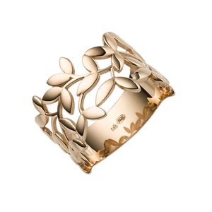 Ring Olivenzweig aus 585 Gold Rotgold Breite 12mm glänzend Fingerring Damen,Innenumfang 58mm  Ø18.5mm