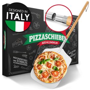 Pizza Divertimento® Pizzaschieber - Pizzaschaufel aus rostfreiem Aluminium [83 cm]- Praktisches & Robustes Gewinde - Pizzaheber mit abgerundeten Kanten