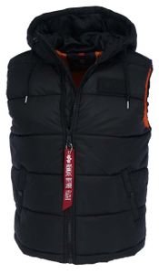 ALPHA INDUSTRIES HOODED PUFFER VEST FD Herren gesteppte Weste, Größe:M, Alpha Industries Farben:03 Black