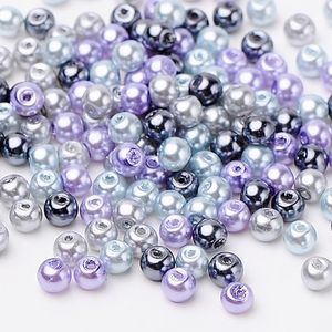 200 Glas-Perlen rund 6mm Fädelperlen Bastelperlen Glasperlen Farbmix, Farbe:Farbmix 12