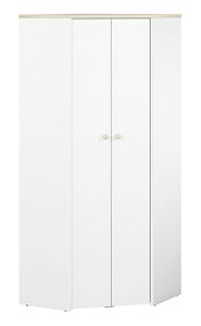 Schlafzimmer - Eckkleiderschrank, Farbe: Weiß / Buche - Abmessungen: 193 x 80 x 80 cm (H x B x T)