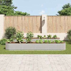 vidaXL Podwyższone łóżko ogrodowe 400 x 80 x 44 cm Stal ocynkowana Srebrny