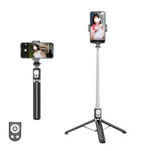 3 in 1 Selfie Stick, 360°Rotation, Tragbar mit versenkbarem Stativ, Handyhalter für iPhone, Android(Schwarz)