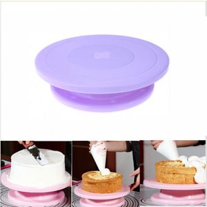 Plastic Cake Drehteller Küche Backen Tools Set Dekoration Zubehör Stand DIY Form Drehen Stabil Anti-Rutsch Runde Kuchen Tisch, Lila,