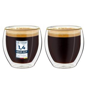 Creano doppelwandige Espresso-Gläser, 2er-Set 100ml, Mokkatassen, Thermo-Gläser mit Schwebe-Effekt