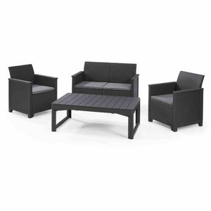 SIENA GARDEN Lounge-Set Amea 4-teilig Kunststoff graphit, Sitzkissen aus Polyester in grau