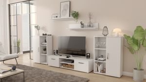 Per La Vita Wohnwand Herkules Weiß, Schrankwand Wohnzimmer Modern, Wohnzimmerschrank mit Hängeschrank, , Sideboard und Wandregal, Wohnzimmer Per La Vita Wohnwand Herkules Weiß, Schrankwand Wohnzimmer Modern, Wohnzimmerschrank mit Hängeschrank, , Sideboard und Wandregal, Wohnzimmer