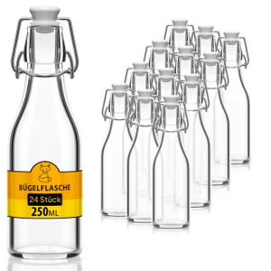 24x Glasflasche 250ml Flaschen zum Befüllen Einmachgläser Bügelverschluss leere Flaschen Bügelflaschen Schnapsflaschen Likörflaschen Saftflaschen