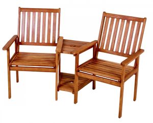 Doppelsessel EDISON Gartenstuhl Sonnenschirmvorrichtung Tisch Stuhl 2-sitzer Eukalyptus