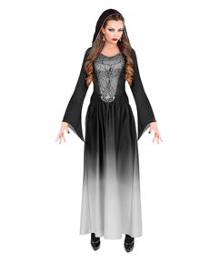 Gothic Vampirfürstin Halloween-Damenkostüm schwarz-weiß