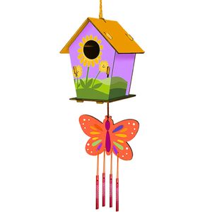 1 Set DIY Bastelspielzeug glatter Rand inspirieren Kreativität Pappel DIY unfertiges Holz Vogelhaus mit Pigmentstift Kits Geburtstagsgeschenk-B