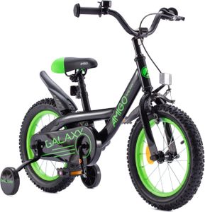 18 Zoll Kinderfahrrad BMX Fahrrad für Jungen und Mädchen Stützrädern Galaxy Grün