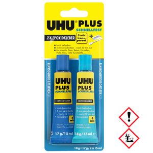 UHU Plus Schnellfest schneller glasklarer 2K Epoxidharzklebstoff 35g