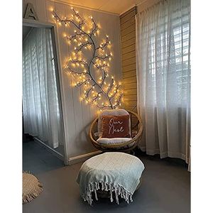 144 LED-Beleuchtete Weidenzweige, mit Netzteil Lichterkette Steckbar, für Weihnachten, für ein Schlafzimmer oder Wohnzimmer, Wanddekoration (Warmweiß)