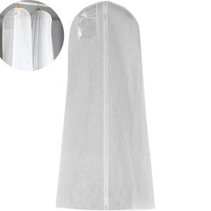 Atmungsaktiver Kleidersack Schutzhülle für Brautkleider Abendkleider Anzüge Mäntel Anti-Staub Hochzeitskleid Kleidersack Weiß 180 cm