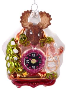 BRUBAKER Kukučkové hodiny Elk Coloured - Ručne maľovaná sklenená vianočná ozdoba - ozdoba na vianočný stromček figúrky vtipná dekorácia prívesok ozdoba na stromček - 10 cm