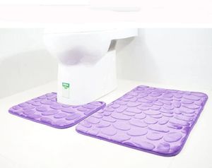 Badteppich Set 2 teilig Waschbar rutschfest Badematten-Set Badvorleger und WC Teppich für Badezimmer, Lila