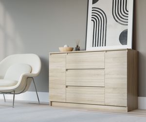 3xEliving DEMI 2D3S Kommode / Sideboard 120cm in Sonoma Eiche