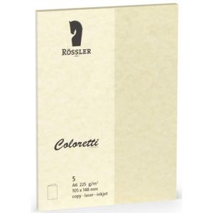 Rössler Papier - Coloretti-5er Pack Karten A6hd, Parchm.sandgelb -