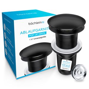 Bächlein Pop Up Ablaufgarnitur ohne Überlauf für Waschbecken & Waschtisch - Schwarz