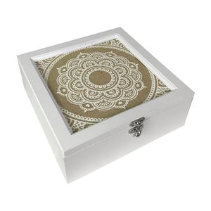 Shabby Teebox Holz Weiß mit 9 Fächern