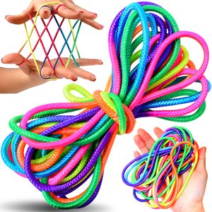 Fadenspiel Fingertwist Fingerspiel Kinder Fadenschnur Regenbogen Fädelspiel Fingertwist Rainbow Rope für Kinder Kindergeburtstag Retoo