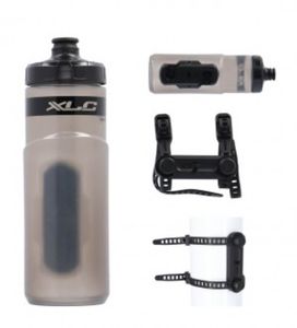 XLC WB-K07 Fidlock Trinkflasche 600 ml mit Fidlock uni base Adapter, schwarz/rauch (1 Set)