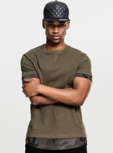 Urban Classics T-Shirt Long Shaped Camo Inset Tee Olive/Dark Camouflage-S
