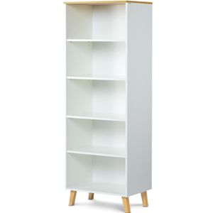 Konsimo Bücherregal Eichenholzbeine "FRISK", Weiß, Spanplatte, Scandinavian, 65x182x46cm