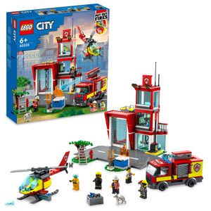 LEGO 60320 City Feuerwache mit Garage, Feuerwehrauto und Hubschrauber