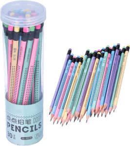 30 Stück HB Bleistifte, rutschfest Mehrfarbig mit Radiergummi Kinder Schüler Schreiben Zeichenwerkzeuge für Prüfungen, Schule, Büro, Zeichnen und Skizzieren