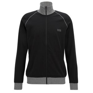 BOSS Herren Regular-Fit Loungewear-Jacke aus elastischer Baumwolle  Schwarz M
